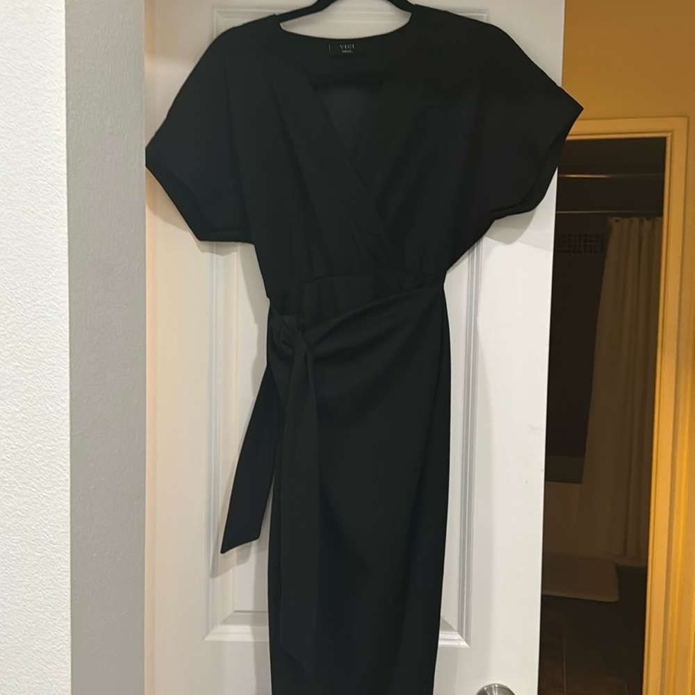 Vici V neck wrap black dress - Small
